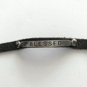 Blessed Brown Leather Bracelet with Silver Plate